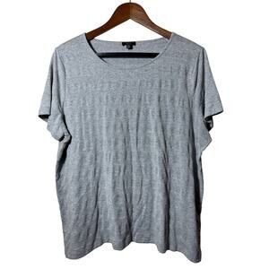 Talbots Women T-Shirt Gray Metallic Shimmer Stripe‎ 2XP